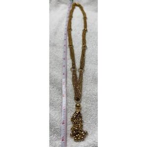 Gold Tone Multi Strand Chain Tassel Necklace Fashion Jewelry